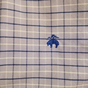 Brooks Brothers Men's Large Purple Blue White Plaid Shirt